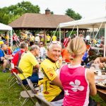 cyclists eating lunch at bike virginia